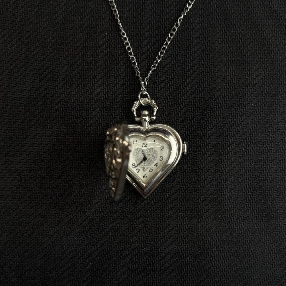 Original Hollow Heart Pocket Watch Chain keychain Design Steampunk Clock Vintage Necklace Pendant Jewelry Watch Men Women Gift Good Vibrations