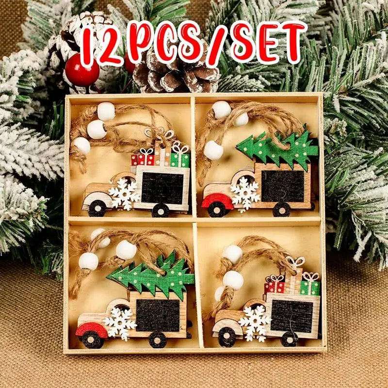 Christmas Wooden Pendant Merry Christmas Tree Decoration for Home 2025 Christmas Ornament Xmas Navidad Gifts Happy New Year 2026 Good Vibrations