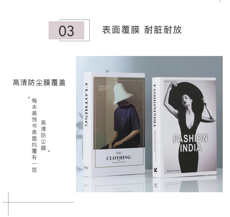 Modern fake book ornament Nordic light luxury simulation book living room home store decoration photo props book case box Good Vibrations