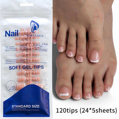 120Pcs French Short Square Artificial Press On Toenails Nude Pink Full Cover False Toe Nails Fake Toe Nail Extension For Women Good Vibrations