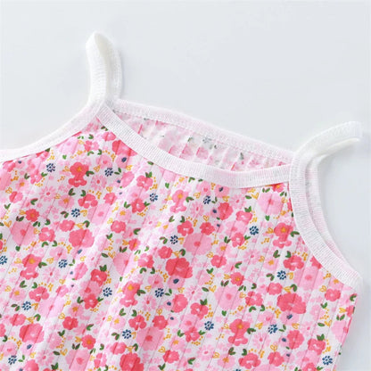 2026 New Kids Tops+shorts Set Summer Thin Baby Cotton Vest Sleeveless Loungewear Set for Girls Suit Good Vibrations