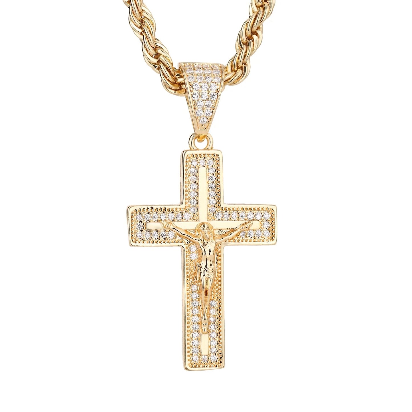 Christian Jesus Cross Necklace Women's Stainless Steel Copper Pendant Religious Easter Faith Charm Prayer Baptist Jewelry Good Vibrations