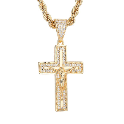 Christian Jesus Cross Necklace Women's Stainless Steel Copper Pendant Religious Easter Faith Charm Prayer Baptist Jewelry Good Vibrations