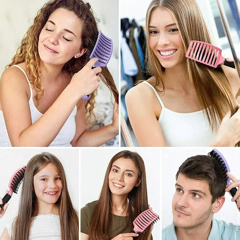 Hair Brush Scalp Massage Comb Hairbrush Boar Bristle Nylon Women Wet Curly Detangle Hair Brush Salon Hairdressing Styling Tool Good Vibrations
