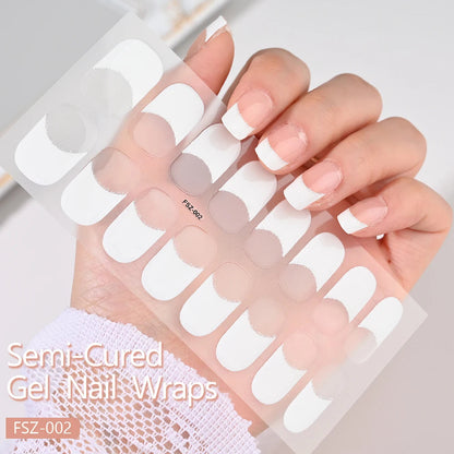 UV Semi-Cured Gel Nail Wraps Stickers Strips French Long Lasting Full Cover LED Gel Semi Cured Nail Sliders For Nail Extension & Good Vibrations