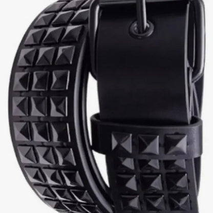 Square bead rivet belt, metal pyramid belt, men's and women's punk hardware denim belt, Y2K belt Good Vibrations