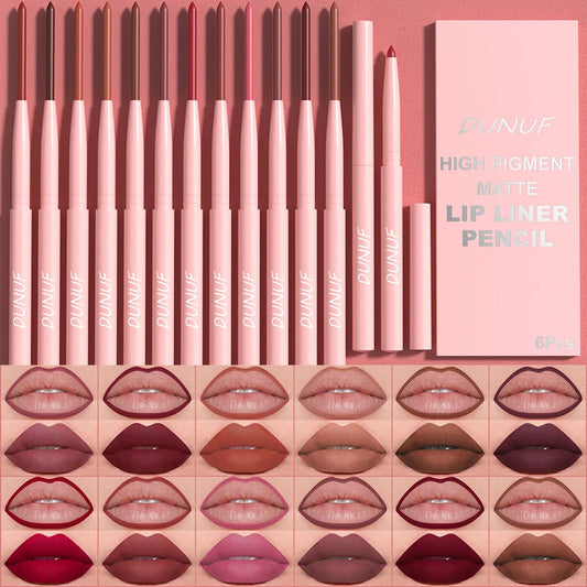 6pcs Lip Liner Pen Set Long-Lasting, Waterproof Sweatproof, Easy Coloring Non-fading Color Rendering Lip Gloss Set Beauty Makeup Good Vibrations