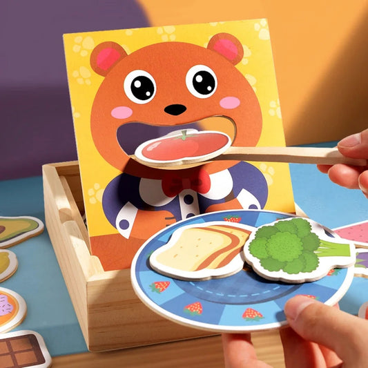 Parent child simulation teddy bear feeding game, early childhood education, baby's fine action, spoon training toy Good Vibrations