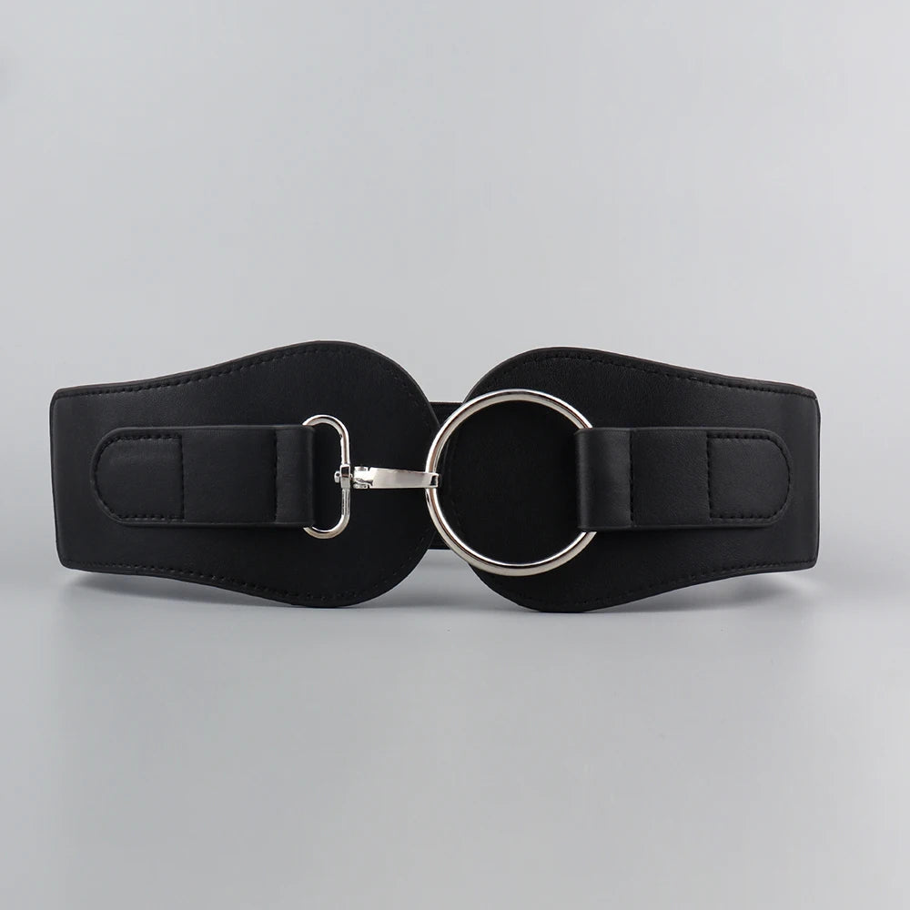 Luxury ladies wide belt elastic vintage buckle leather wide fashion wild pin buckle women's belt waist seal belt Good Vibrations