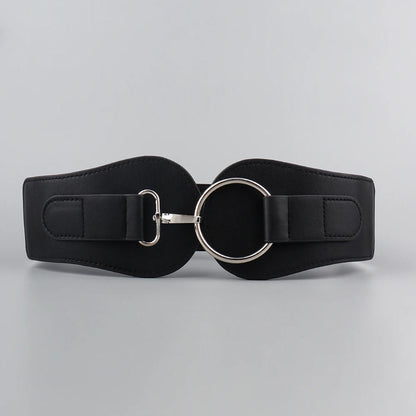 Luxury ladies wide belt elastic vintage buckle leather wide fashion wild pin buckle women's belt waist seal belt Good Vibrations