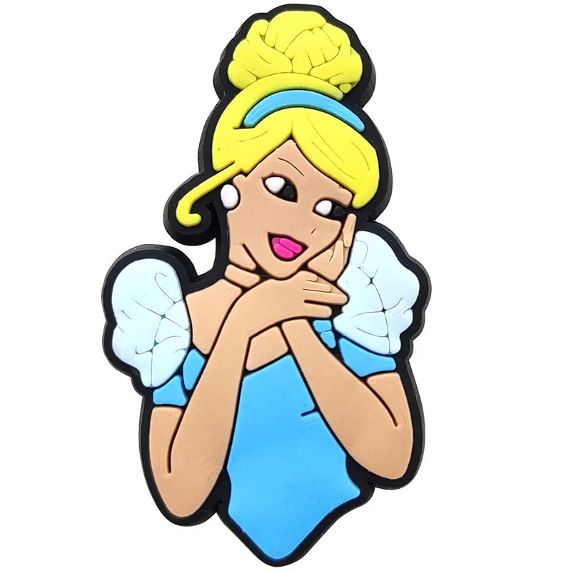 1-17pcs MINISO Hot Toys Princess Seri Series Shoe Charms For Croc Sandals, PVC Shoe Decorations Accessories Christmas Gif Good Vibrations