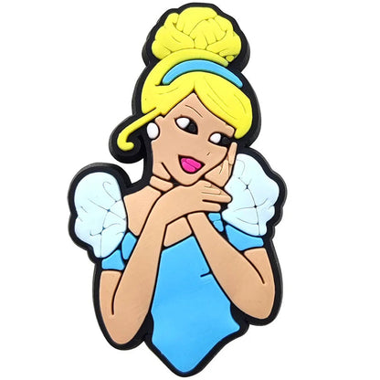 1-17pcs MINISO Hot Toys Princess Seri Series Shoe Charms For Croc Sandals, PVC Shoe Decorations Accessories Christmas Gif Good Vibrations