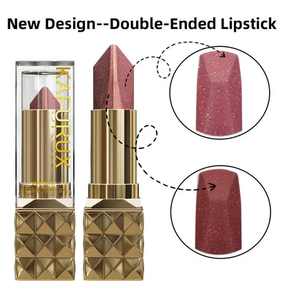 1PC Glitter Shiny Metallic Two Tone Lipstick Matte Pearlescent Lip Tint,Long Lasting Lip Senior Lip Makeup Gifts Lip Gloss Coste Good Vibrations