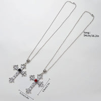 Y2K Punk Crystal Big Cross Pendant Necklaces for Women Men Gothic Irregular Cross Clavicle Chain Necklaces Aesthetic Jewelry Good Vibrations