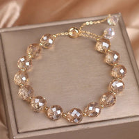 Crystal Woven Female Bracelet New Fashion Shiny Crystal Stone Beads Elasticity Rope Bracelets for Women Sweet Jewelry Good Vibrations