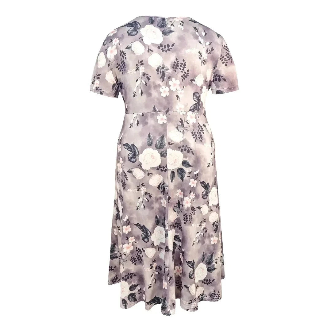 Plus Size Spring Summer Large Size Women's Floral Print Holiday Style Dress Cross-Border Direct Sale Polyester Fiber Casual D... Good Vibrations