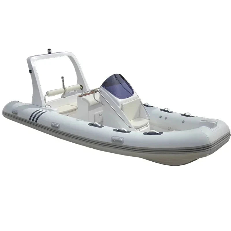 Hot sales Luxury 5.8m 19ft Fiberglass Inflatable Rib Boat Rowing Yacht and Waterplay Boat Good Vibrations