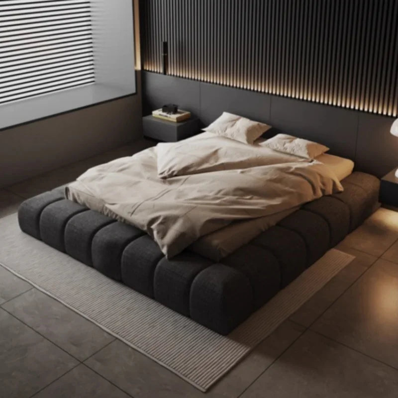 Frame High End Bed Aesthetics Tatami Minimalist Wedding Confortable Bed Master Bedroom Fashionable Design Muebles Furniture Good Vibrations