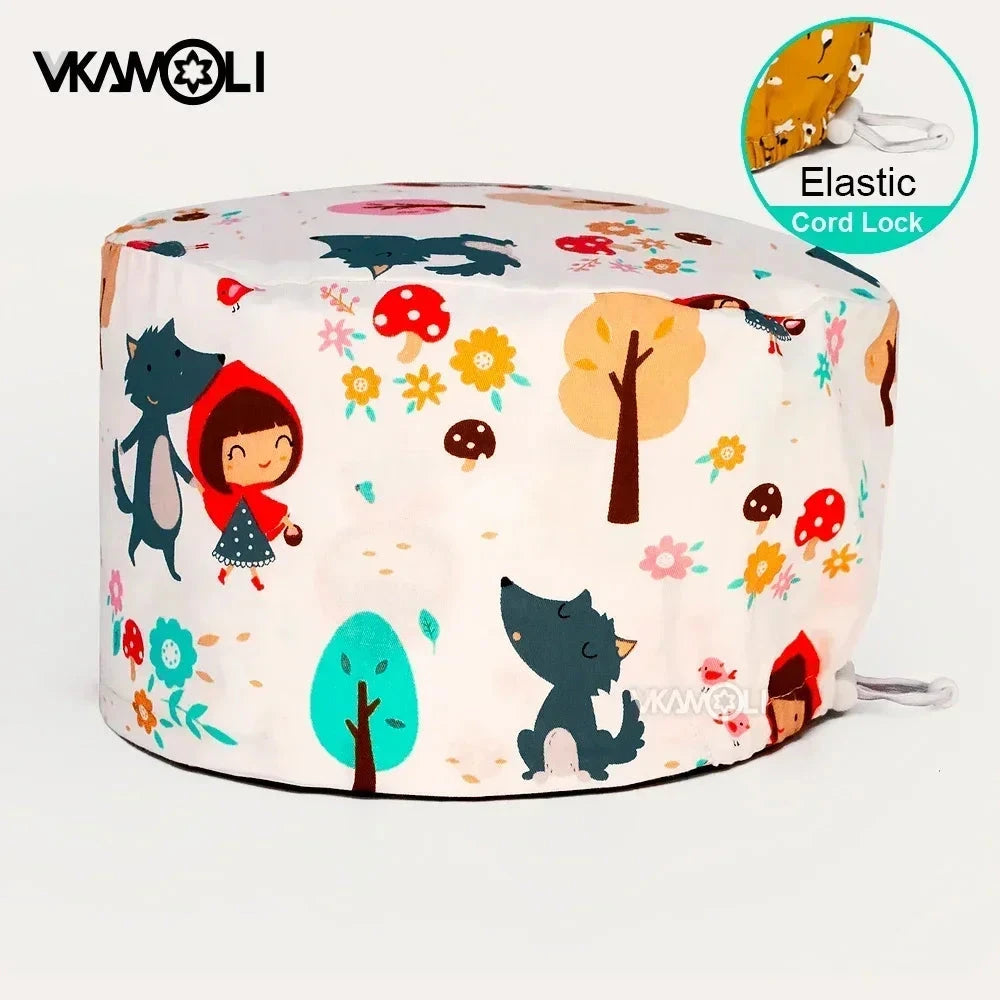 Surgical hats with various prints of rabbits dogs animals designed as hair care hats for doctors and nurses scrub hat Good Vibrations