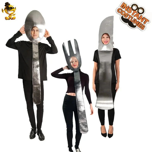 Halloween Couple Funny Men's and Women's Tableware Costumes Makeup Ball Stage Performance Costumes Cosplay Costumes Good Vibrations