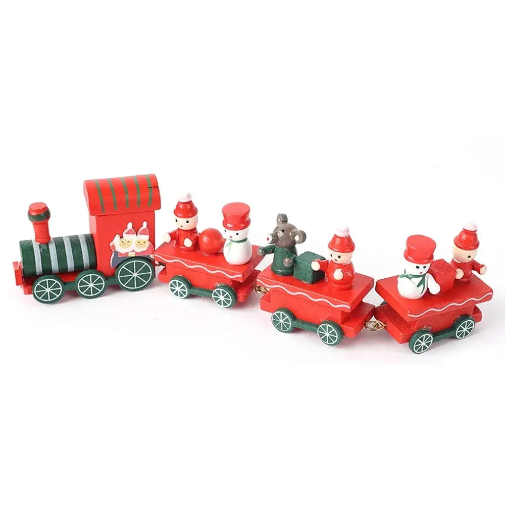 Christmas Train Painted Wooden Plastic  Mini Christmas Tree Train Christmas Decorations Festival Party Xmas Table Top Ornament Good Vibrations