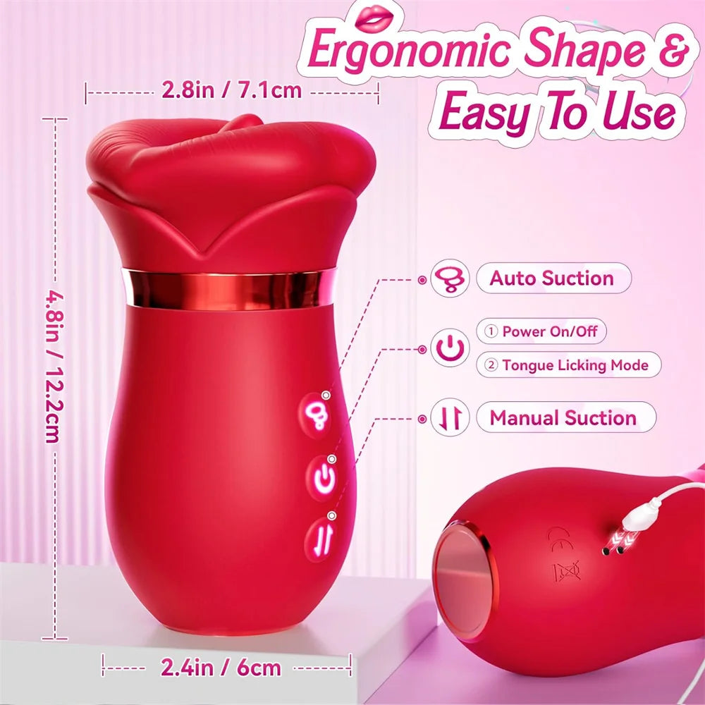 Rose Tongue licking Sucking Vibrator Adult Toy for Women Sexual Magic Massager Clit Nipple Stimulator Female Sex Toys Good Vibrations Adult Super Store