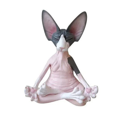 Whimsical Buddha Sphynx Cat Figurine Meditation Yoga Happy Cat Decor Art Sculptures Outdoor Garden Statues Figurine Good Vibrations