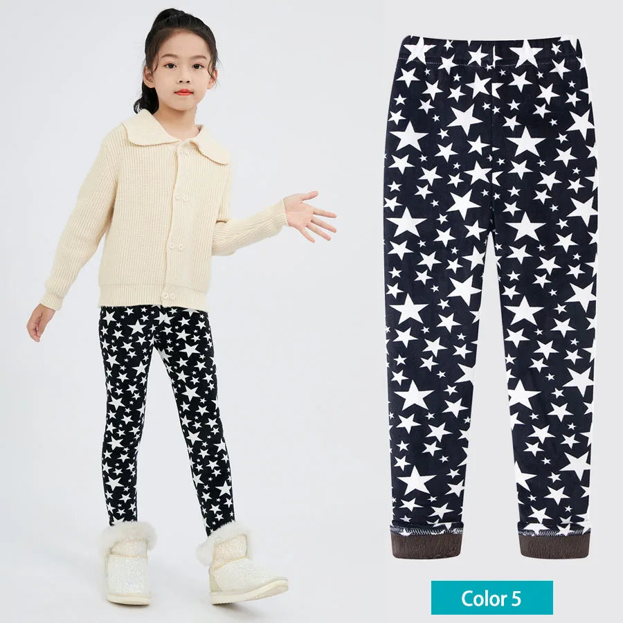 SheeCute Girls Winter Warm Pants Kids Fleece Lined Leggings for 3-11 Years SCW8101 Good Vibrations