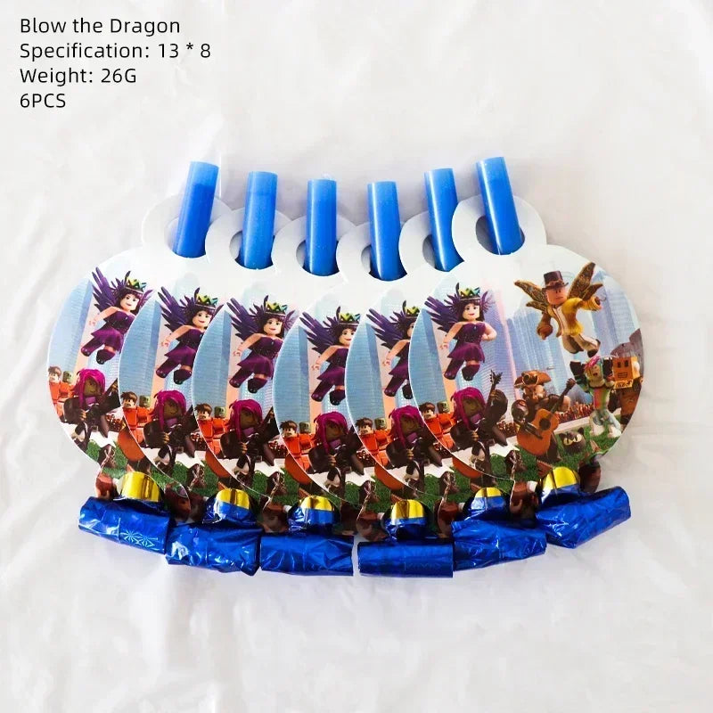 Game Roblox Cartoon Party Theme Birthday Supplies Balloon Banner Cake Topper Tableware Set Decorative Anime Peripheral Gifts Good Vibrations