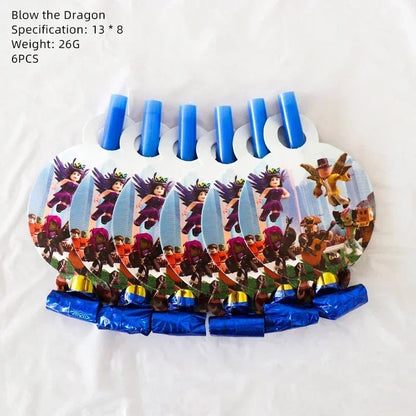 Game Roblox Cartoon Party Theme Birthday Supplies Balloon Banner Cake Topper Tableware Set Decorative Anime Peripheral Gifts Good Vibrations