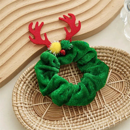 Halloween Festival Hair Accessories Cloth Christmas Elastic Hair Bands Ponytail Holder Women Hair Rope Flannel Scrunchies Good Vibrations