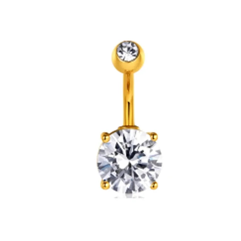 1Pc Gold Color Stainless Steel Belly Ring, Flower Heart Shaped CZ Crystal Navel Belly Button Rings Butterfly Navel Piercings 14G Good Vibrations Adult Super Store