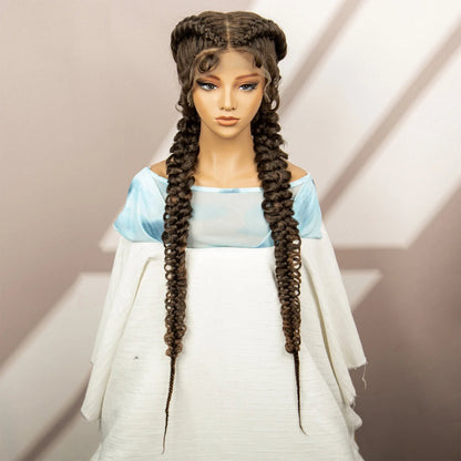 Synthetic Goddess Braided Wigs Cornrow Braided Wigs with Baby Hair Braids Wigs for Women Daily Use Knotless Wigs Good Vibrations