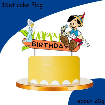 The Adventures of Pinocchio  Birthday Party Decorations Paper Tableware Cake Topper Latex Balloons Baby Shower Party Supplies Good Vibrations