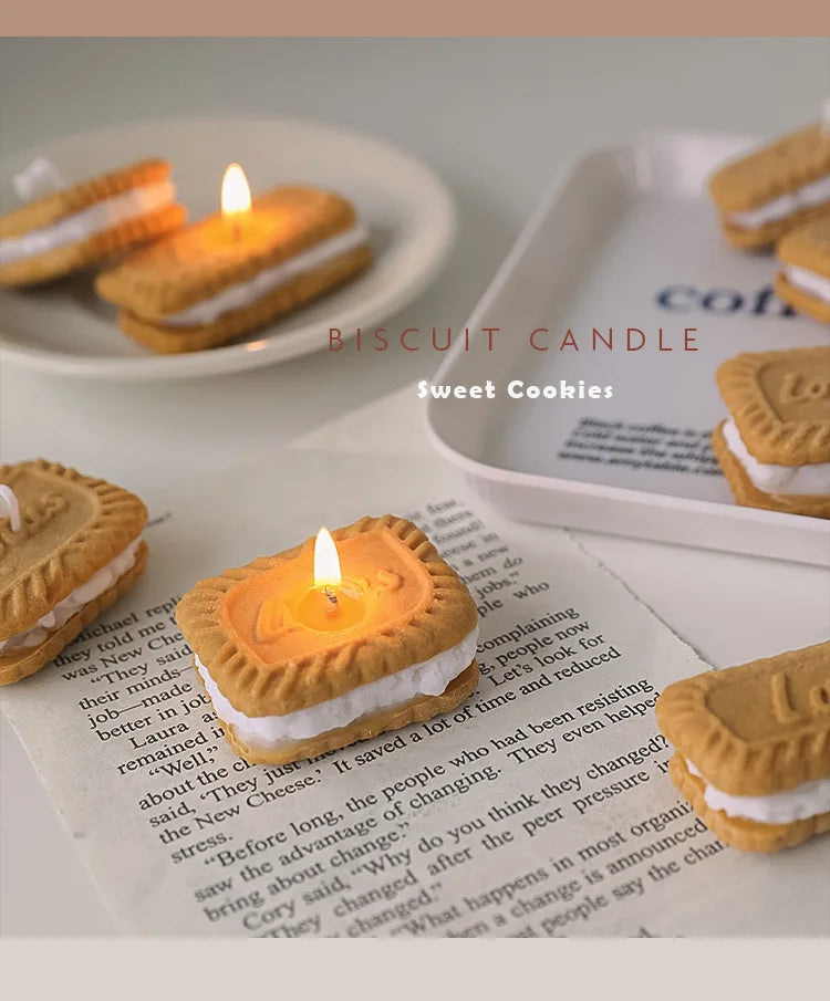 Cute Handmade Biscuit Candle Scented Candle Aromatherapy Soy Wax Candle Wedding Birthday Candles Party Home Decoration Good Vibrations