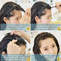 Fashion Women Girls Non-Slip Hair Bands With Clips Double Layer Headbands Hairstyle Bezel Hair Hoop Hair Accessories Headwear Good Vibrations