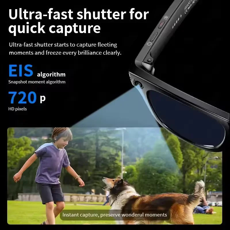 AI Smart Glasses 800W Anti Shake HD Camera Video Recording Languages Translation Sunglasses Bluetooth Call Music Play Man Women Good Vibrations