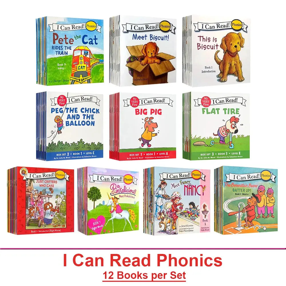 I Can Read Phonics 12 Books/Set My Very First Picture Books English Story Pocket Book for Children Kids Baby Montessori Reading Good Vibrations