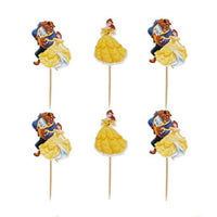 Beauty and the Beast Cake Toppers Cartoon Princess Belle Cupcake Topper Decor Baby Shower Girls Birthday Party Cake Decorations Good Vibrations