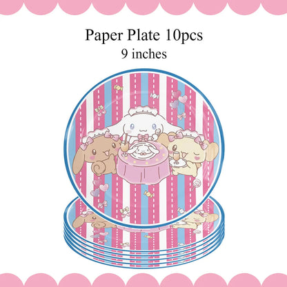 Cartoon Cinnamon Dog Birthday Decoration Mascot Disposable Tableware Plate Tablecloh Cup Baby Shower Girls Party Supplies Good Vibrations