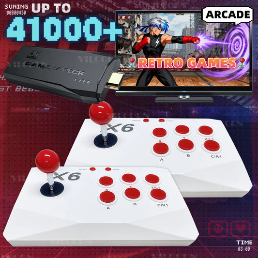 Arcade Video Game Console 4K TV Game Stick with Double Arcade Joysitck Games For MAME/Sega/PS1/Atari Game Machine Kid Gift Good Vibrations