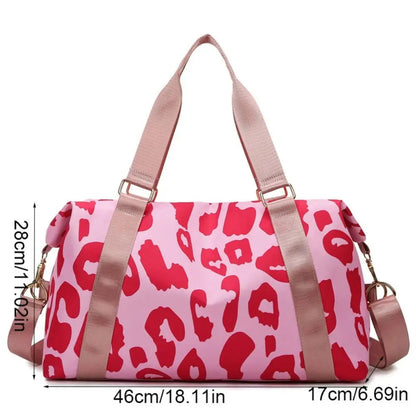 Oxford Leopard Print Duffle Bag Multi-functional Underarm Bag Fitness Shoulder Bag Large Capacity Tote Bag Luggage Handbag Good Vibrations