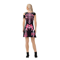 Funny Pink Skeleton Dress Halloween Ghost Cospaly Costume Women Dress Day of The Dead Robe Skull Dress Carnival Party Outfit Good Vibrations