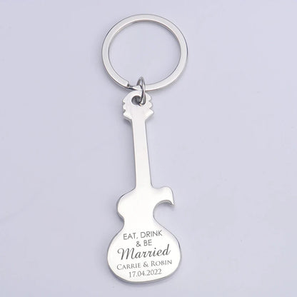 Wedding Gifts for Guests Wedding Souvenirs Custom Party Favors Personalized Silver Keychains Guitar Shaped Bottle Openers