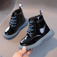 Children's Boots Boys Girls Single Boots Solid Color England Style Children Boy Girls Shoes Kids Fashion Shiny Small Short Boots Good Vibrations