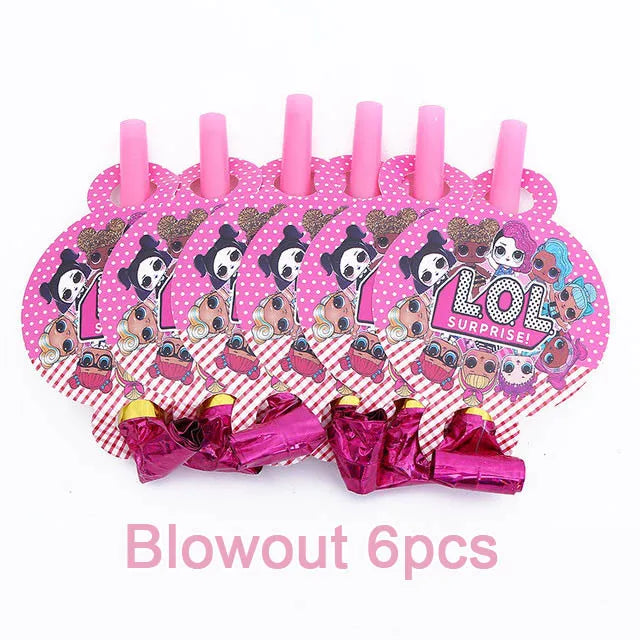 Girl Surprise Theme Backdrop Cute Shiny Doll Birthday Party Decoration Pink Latex Balloon Disposable Tableware Plate Cake Topper Good Vibrations