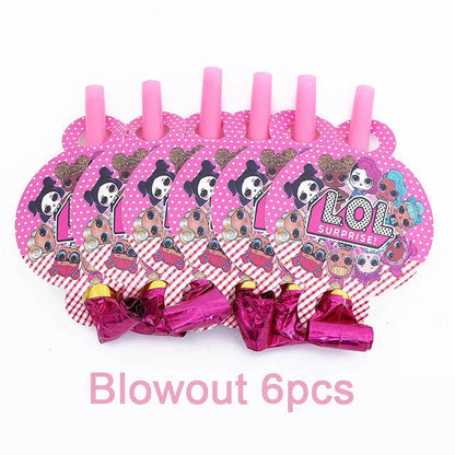 Girl Surprise Theme Backdrop Cute Shiny Doll Birthday Party Decoration Pink Latex Balloon Disposable Tableware Plate Cake Topper Good Vibrations
