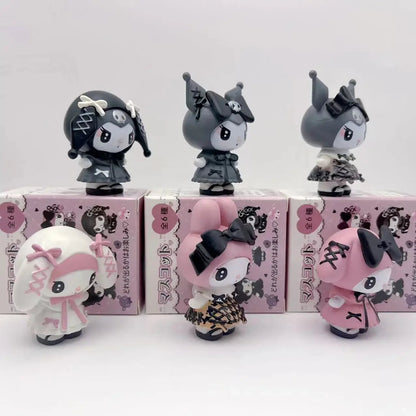 Sanrio Blind Box Black Rice My Melody Cartoon Character Doll Kuromi Pendant Third Generation Doll Blind Box Surprise Pack Cute Good Vibrations