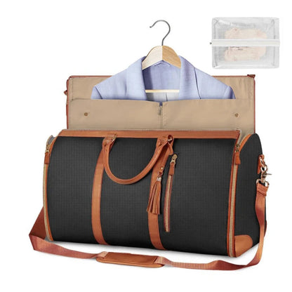 1pc Foldable Women's Travel Convenient Carry-on Clothing Bag Large PU Leather Duffel Bag Women's Business Travel Bag Good Vibrations