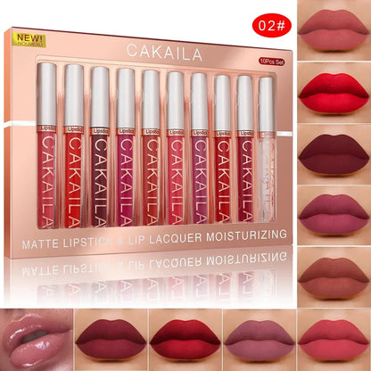 10/6 PCS Lipstick Set Matte Nude Liquid Lip Stain Makeup for women Non stick Cup Lip Gloss Waterproof Long lasting Cosmetics Good Vibrations